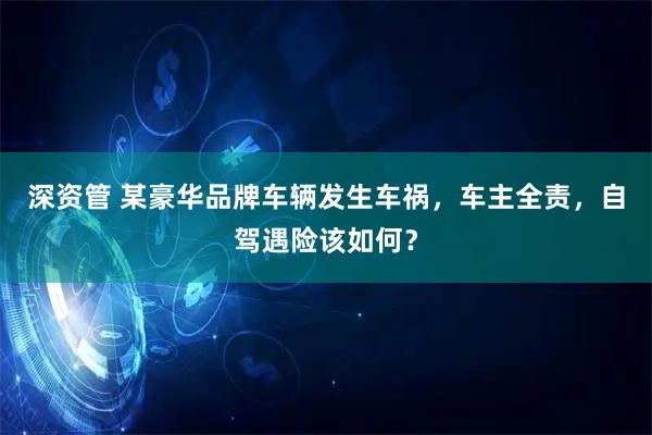 深资管 某豪华品牌车辆发生车祸，车主全责，自驾遇险该如何？